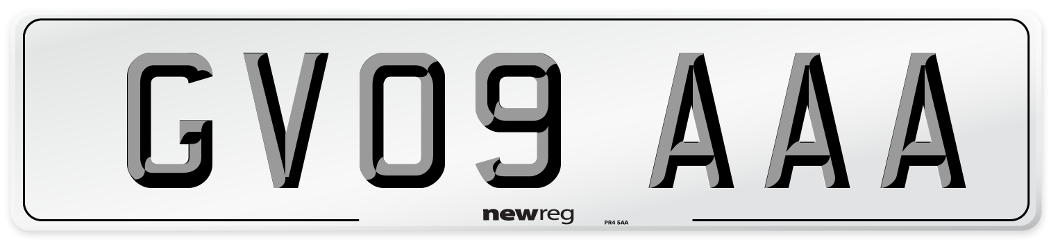 GV09 AAA Number Plate from New Reg